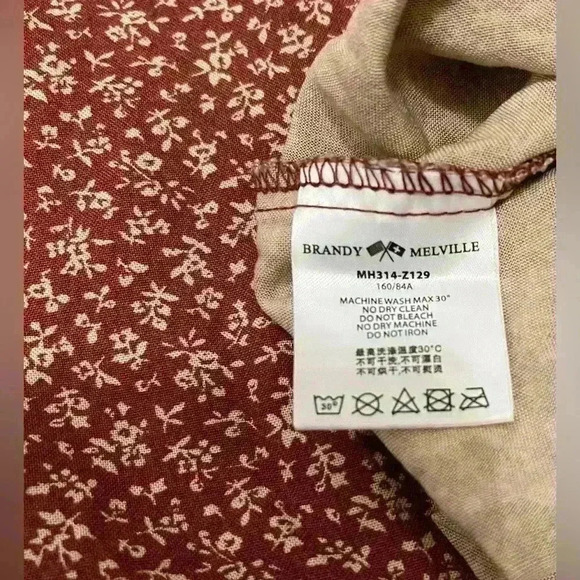 Brandy Melville Colleen Burgundy Floral Dress NWT - Picture 6 of 6